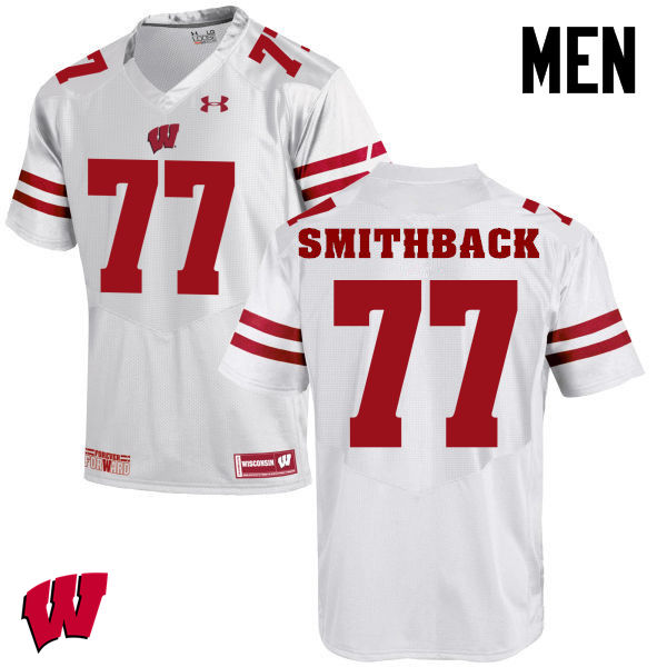 Men Winsconsin Badgers #77 Blake Smithback College Football Jerseys-White - Click Image to Close
